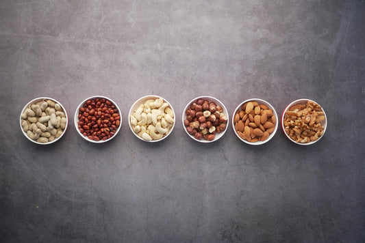 Bowls of mixed nuts for high-calorie snacking