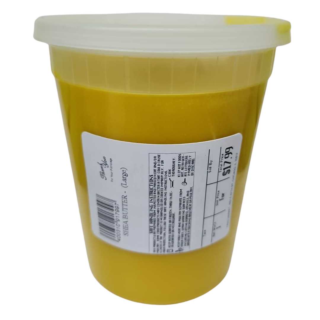 Raw African shea butter, large yellow tub