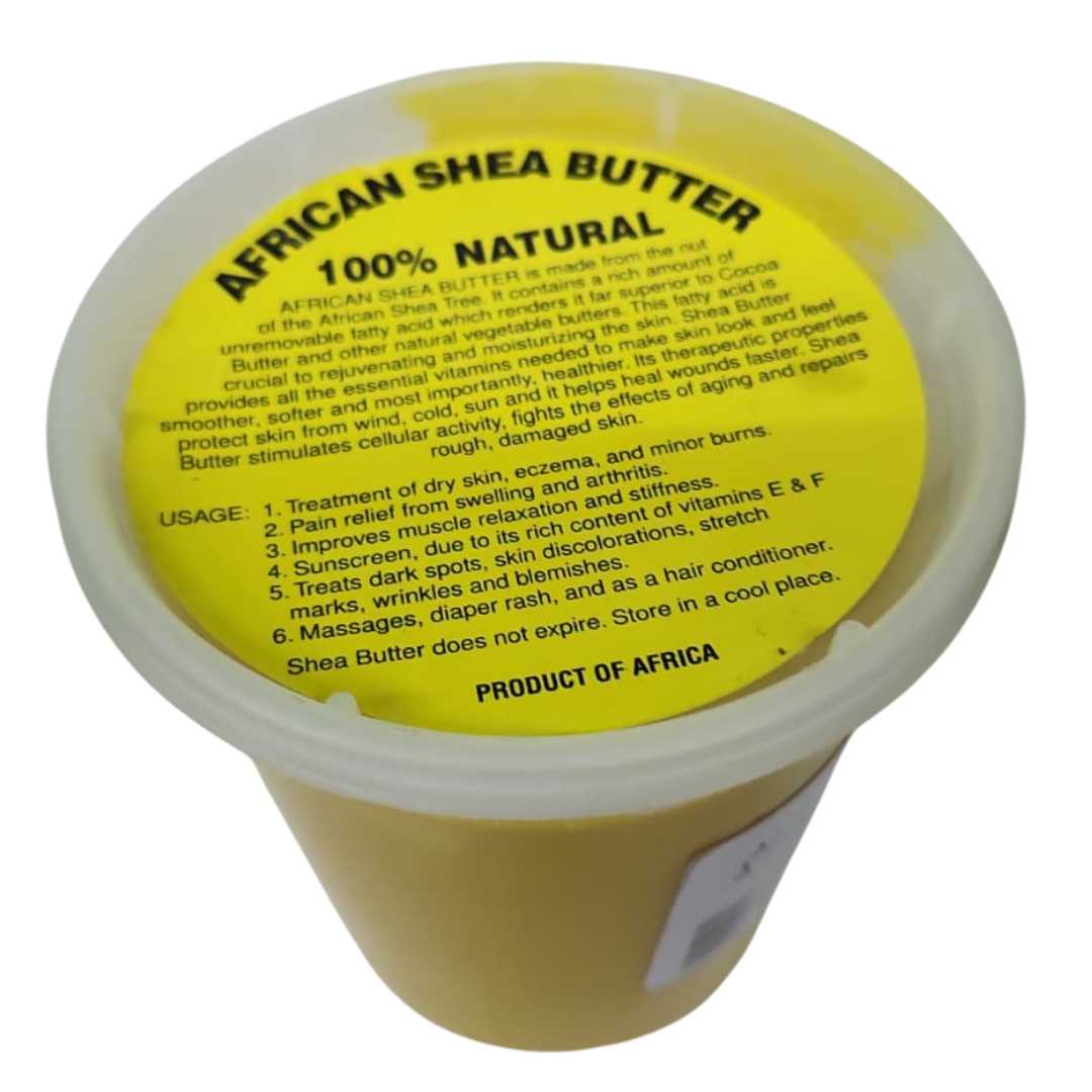 Raw African shea butter, large yellow tub